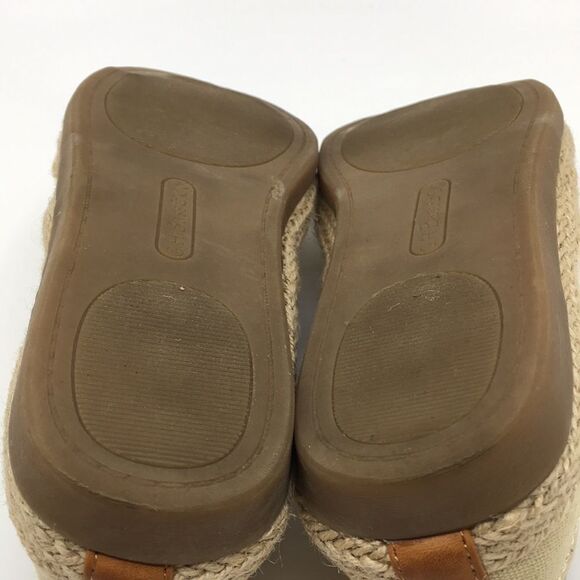 Bass Sage canvas slip on shoes loafers tan / cream with leather trim Size 5.5 M - Picture 12 of 14